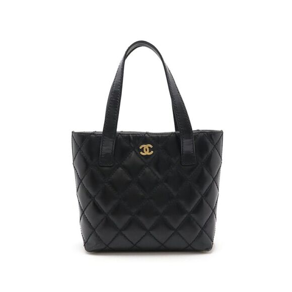 Pre Loved Chanel Quilted Leather Tote Women Black Handbags - Picture 2 of 8